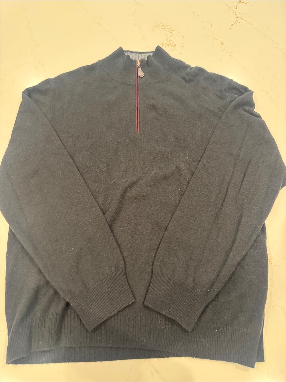 The Cashmere Project Men's Black Quarter-Zip Mock Neck Sweater